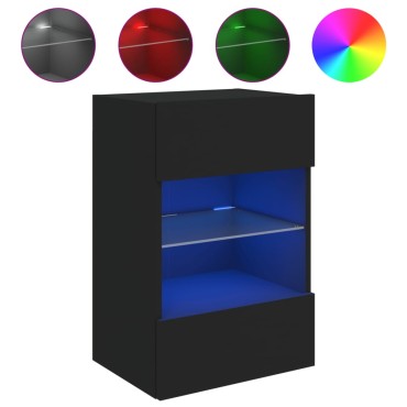 vidaXL Έπιπλο Τοίχου Τηλεόρασης με LED Μαύρο 40x30x60,5cm