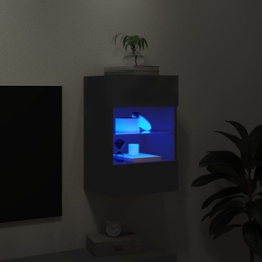 vidaXL Έπιπλο Τοίχου Τηλεόρασης με LED Μαύρο 40x30x60,5cm