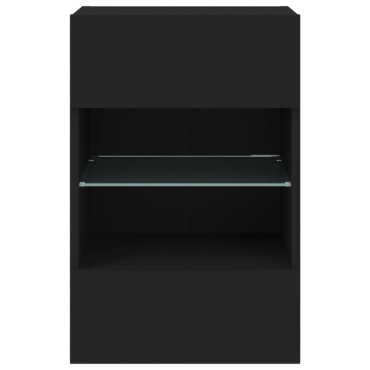 vidaXL Έπιπλο Τοίχου Τηλεόρασης με LED Μαύρο 40x30x60,5cm