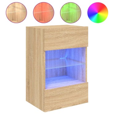 vidaXL Έπιπλο Τοίχου Τηλεόρασης με LED Sonoma Δρυς 40x30x60,5cm