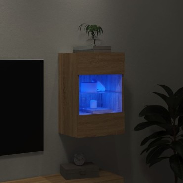 vidaXL Έπιπλο Τοίχου Τηλεόρασης με LED Sonoma Δρυς 40x30x60,5cm