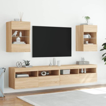 vidaXL Έπιπλο Τοίχου Τηλεόρασης με LED Sonoma Δρυς 40x30x60,5cm