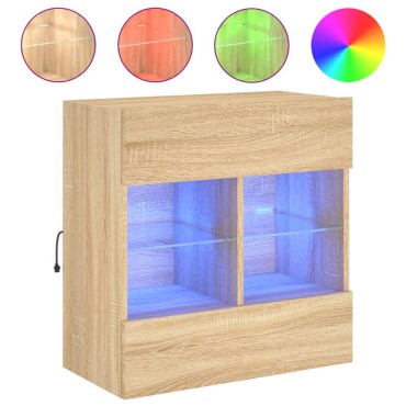 vidaXL Έπιπλο Τοίχου Τηλεόρασης με LED Sonoma Δρυς 58,5x30x60,5cm
