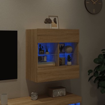 vidaXL Έπιπλο Τοίχου Τηλεόρασης με LED Sonoma Δρυς 58,5x30x60,5cm