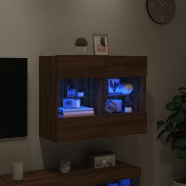 vidaXL Έπιπλο Τοίχου Τηλεόρασης με LED Καφέ Δρυς 78,5x30x60,5cm
