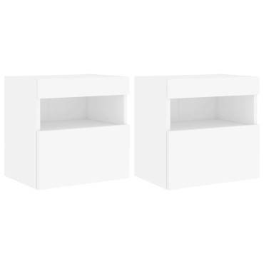 vidaXL Έπιπλα Τοίχου Τηλεόρασης με LED 2 τεμ. Λευκά 40x30x40cm