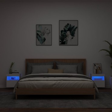 vidaXL Έπιπλα Τοίχου Τηλεόρασης με LED 2 τεμ. Λευκά 40x30x40cm