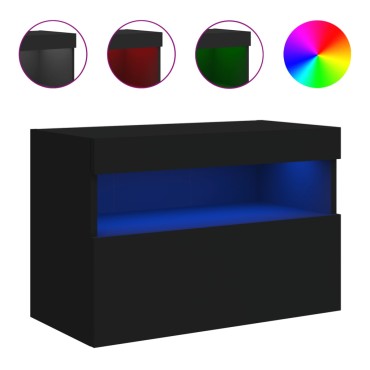 vidaXL Έπιπλο Τοίχου Τηλεόρασης με LED Μαύρο 60x30x40cm