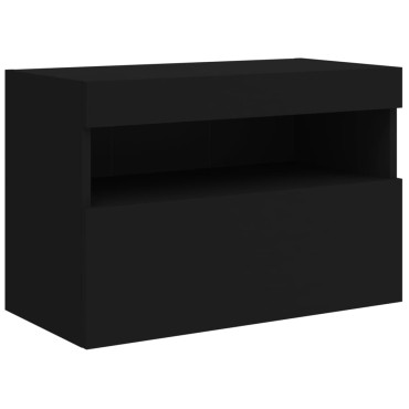 vidaXL Έπιπλο Τοίχου Τηλεόρασης με LED Μαύρο 60x30x40cm