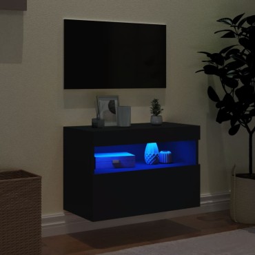 vidaXL Έπιπλο Τοίχου Τηλεόρασης με LED Μαύρο 60x30x40cm