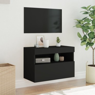 vidaXL Έπιπλο Τοίχου Τηλεόρασης με LED Μαύρο 60x30x40cm