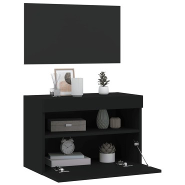 vidaXL Έπιπλο Τοίχου Τηλεόρασης με LED Μαύρο 60x30x40cm