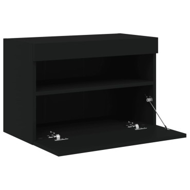 vidaXL Έπιπλο Τοίχου Τηλεόρασης με LED Μαύρο 60x30x40cm