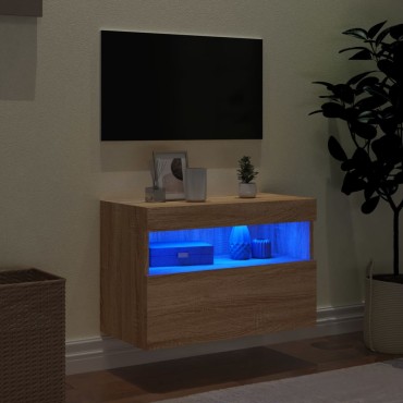 vidaXL Έπιπλο Τοίχου Τηλεόρασης με LED Sonoma Δρυς 60x30x40cm