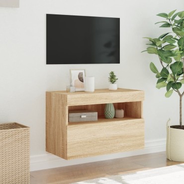 vidaXL Έπιπλο Τοίχου Τηλεόρασης με LED Sonoma Δρυς 60x30x40cm