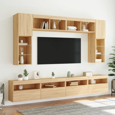 vidaXL Έπιπλο Τοίχου Τηλεόρασης με LED Sonoma Δρυς 60x30x40cm