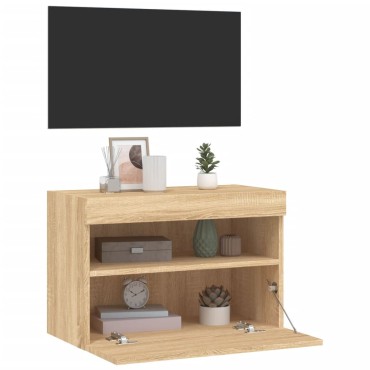 vidaXL Έπιπλο Τοίχου Τηλεόρασης με LED Sonoma Δρυς 60x30x40cm