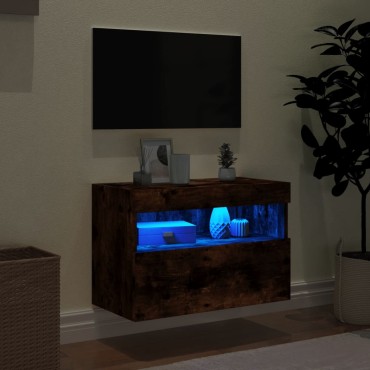 vidaXL Έπιπλο Τοίχου Τηλεόρασης με LED Καπνιστή Δρυς 60x30x40cm