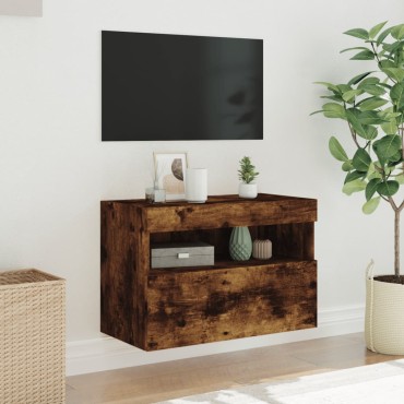 vidaXL Έπιπλο Τοίχου Τηλεόρασης με LED Καπνιστή Δρυς 60x30x40cm