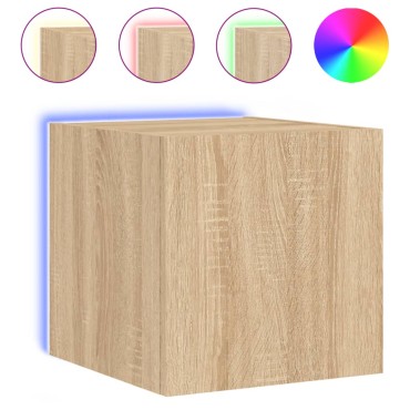vidaXL Έπιπλο Τοίχου Τηλεόρασης με LED Sonoma Δρυς 30,5x35x30cm