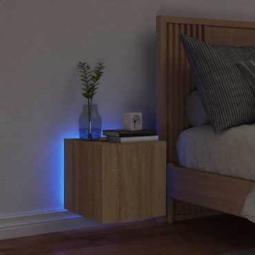 vidaXL Έπιπλο Τοίχου Τηλεόρασης με LED Sonoma Δρυς 30,5x35x30cm