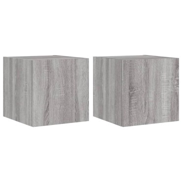vidaXL Έπιπλα Τοίχου Τηλ. με LED 2 τεμ. Γκρι Sonoma 30,5x35x30cm