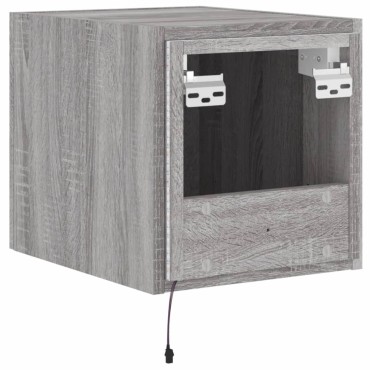 vidaXL Έπιπλα Τοίχου Τηλ. με LED 2 τεμ. Γκρι Sonoma 30,5x35x30cm