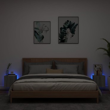 vidaXL Έπιπλα Τοίχου Τηλ. με LED 2 τεμ. Γκρι Sonoma 30,5x35x30cm