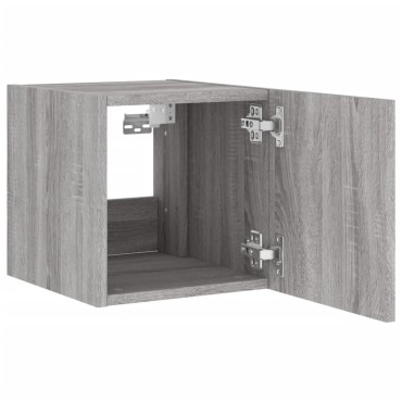 vidaXL Έπιπλα Τοίχου Τηλ. με LED 2 τεμ. Γκρι Sonoma 30,5x35x30cm