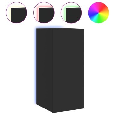 vidaXL Έπιπλο Τοίχου Τηλεόρασης με LED Μαύρο 30,5x35x70cm