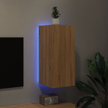 vidaXL Έπιπλο Τοίχου Τηλεόρασης με LED Sonoma Δρυς 30,5x35x70cm