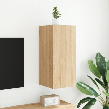 vidaXL Έπιπλο Τοίχου Τηλεόρασης με LED Sonoma Δρυς 30,5x35x70cm