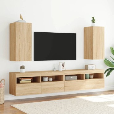 vidaXL Έπιπλο Τοίχου Τηλεόρασης με LED Sonoma Δρυς 30,5x35x70cm