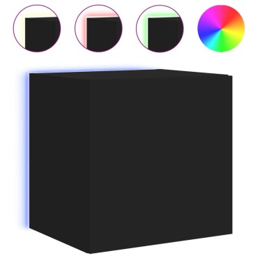 vidaXL Έπιπλο Τοίχου Τηλεόρασης με LED Μαύρο 40,5x35x40cm