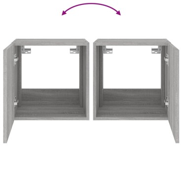 vidaXL Έπιπλα Τοίχου Τηλ. με LED 2 τεμ. Γκρι Sonoma 40,5x35x40cm
