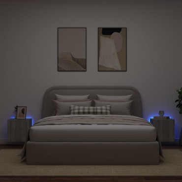 vidaXL Έπιπλα Τοίχου Τηλ. με LED 2 τεμ. Γκρι Sonoma 40,5x35x40cm