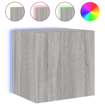 vidaXL Έπιπλα Τοίχου Τηλ. με LED 2 τεμ. Γκρι Sonoma 40,5x35x40cm
