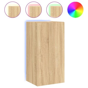 vidaXL Έπιπλο Τοίχου Τηλεόρασης με LED Sonoma Δρυς 40,5x35x80cm