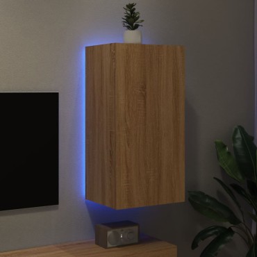 vidaXL Έπιπλο Τοίχου Τηλεόρασης με LED Sonoma Δρυς 40,5x35x80cm