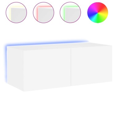 vidaXL Έπιπλο Τοίχου Τηλεόρασης με LED Λευκό 80x35x31cm