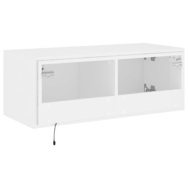 vidaXL Έπιπλο Τοίχου Τηλεόρασης με LED Λευκό 80x35x31cm