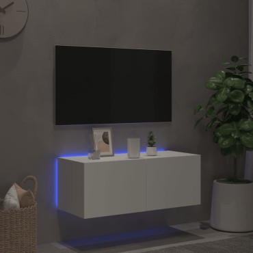 vidaXL Έπιπλο Τοίχου Τηλεόρασης με LED Λευκό 80x35x31cm