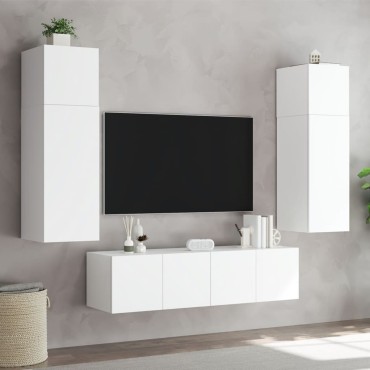 vidaXL Έπιπλο Τοίχου Τηλεόρασης με LED Λευκό 80x35x31cm