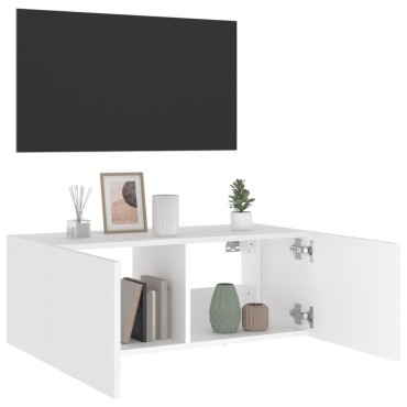 vidaXL Έπιπλο Τοίχου Τηλεόρασης με LED Λευκό 80x35x31cm