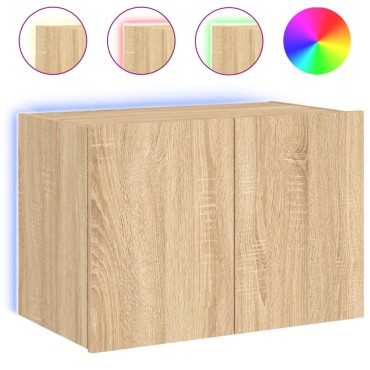 vidaXL Έπιπλο Τοίχου Τηλεόρασης με LED Sonoma Δρυς 60x35x41cm