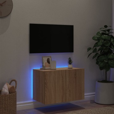 vidaXL Έπιπλο Τοίχου Τηλεόρασης με LED Sonoma Δρυς 60x35x41cm