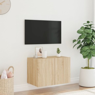 vidaXL Έπιπλο Τοίχου Τηλεόρασης με LED Sonoma Δρυς 60x35x41cm