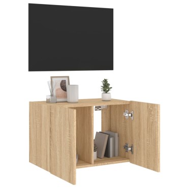 vidaXL Έπιπλο Τοίχου Τηλεόρασης με LED Sonoma Δρυς 60x35x41cm