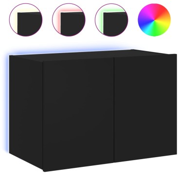 vidaXL Έπιπλο Τοίχου Τηλεόρασης με LED Μαύρο 60x35x41cm
