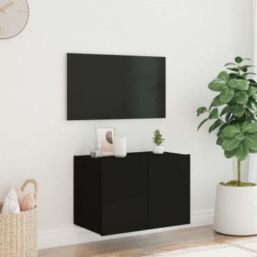 vidaXL Έπιπλο Τοίχου Τηλεόρασης με LED Μαύρο 60x35x41cm
